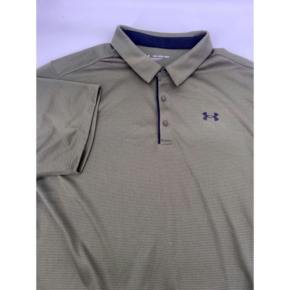 Under Armour Dark Olive Green Micro Stripe Short Sleeve Golf Polo Shirt 3XLT